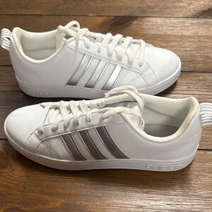 Adidas VS Advantage Court Classic White and Silver Sneakers